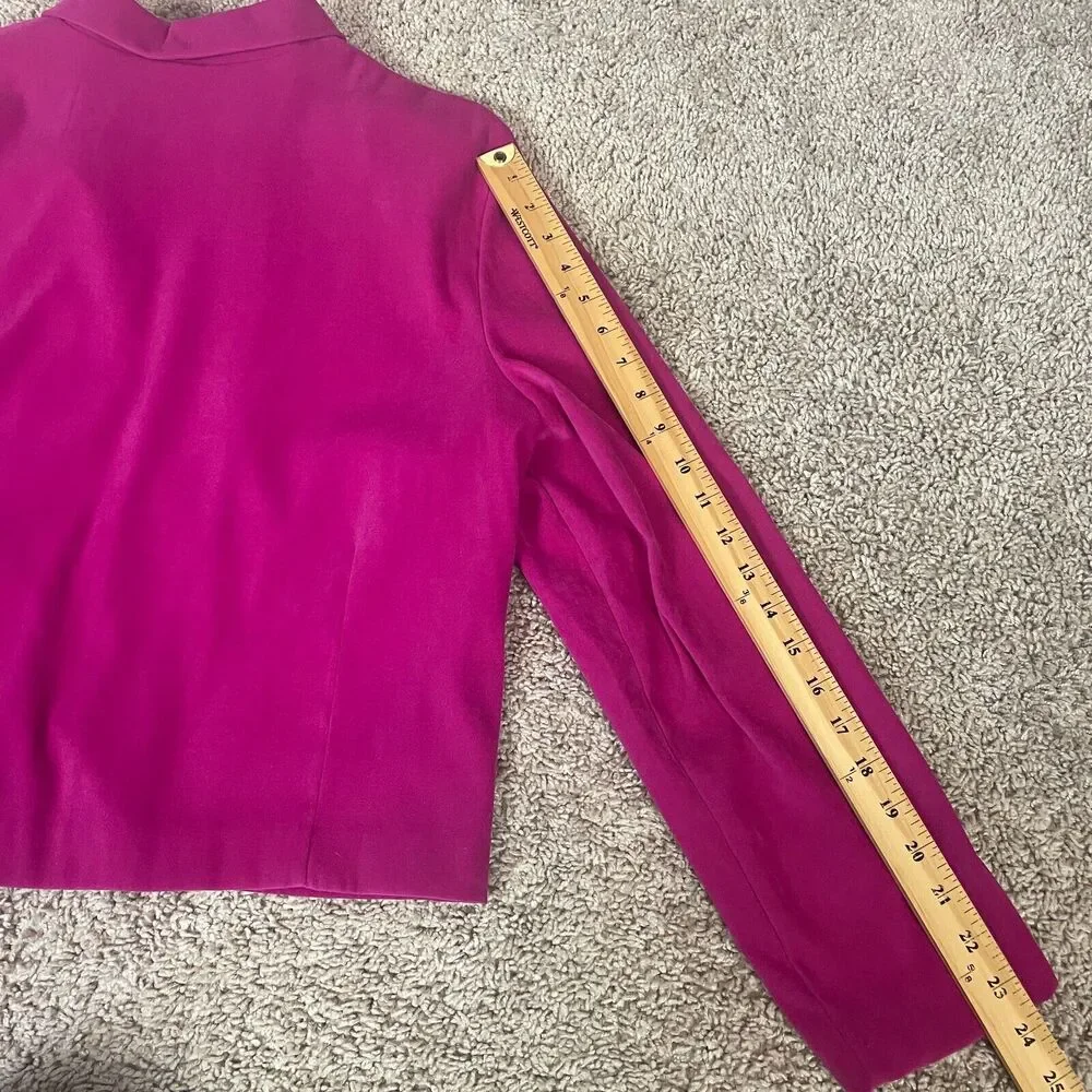 Vintage Blazer Jacket Womens Size 14 Hot Pink Black Stripe Cropped Suede 90s Y2K